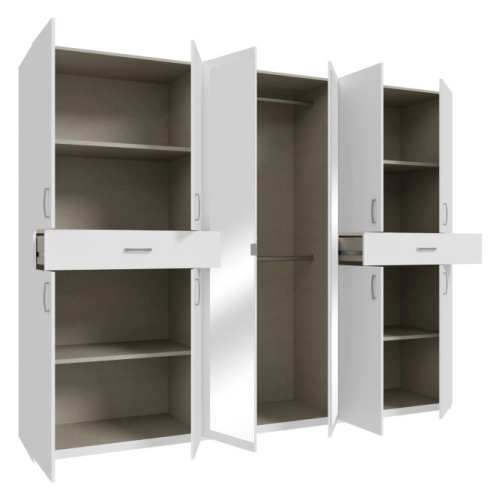 Szafa z lustrem i szufladami 270 cm Biały